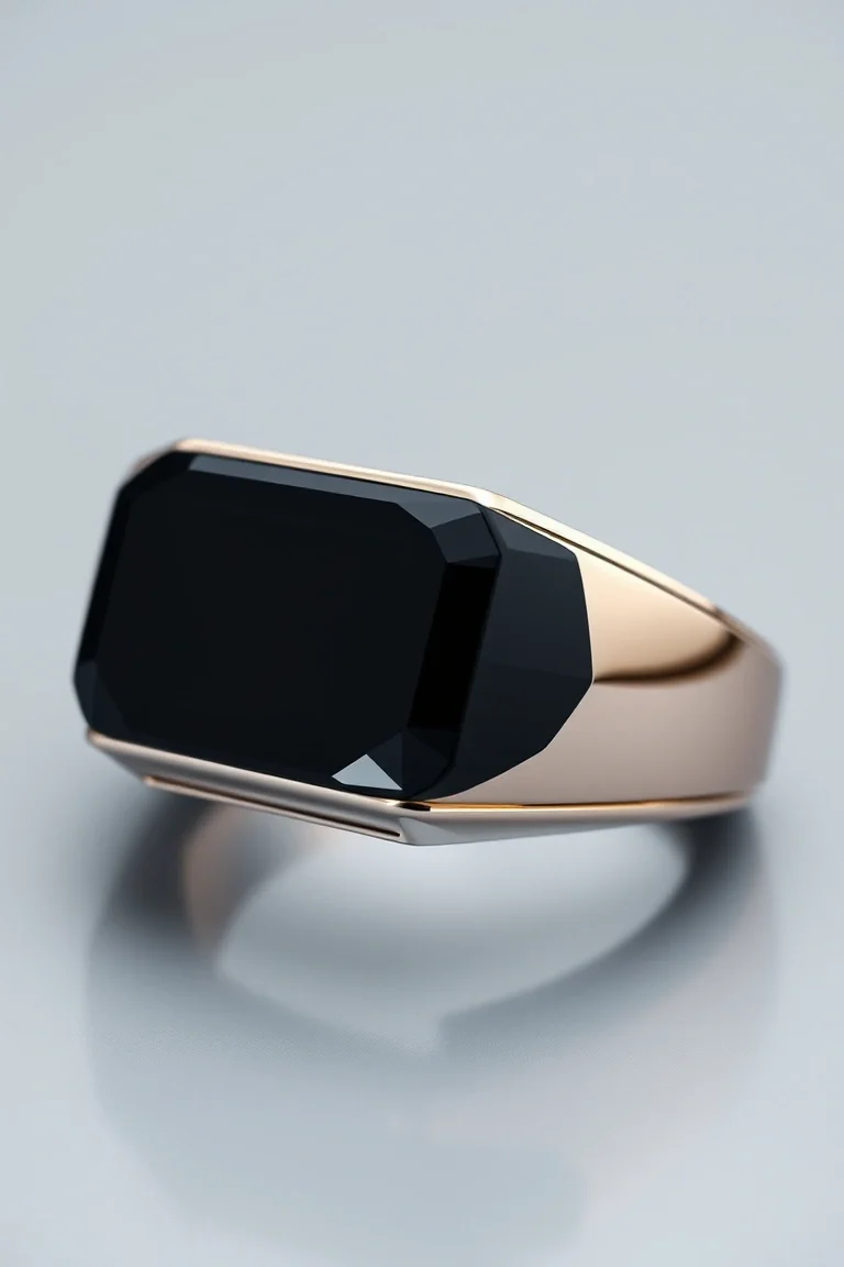 10K Diamond Cut Polished 49ers Onyx Ring