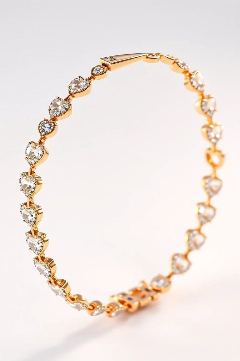 10K Heart Bracelet 7 In.