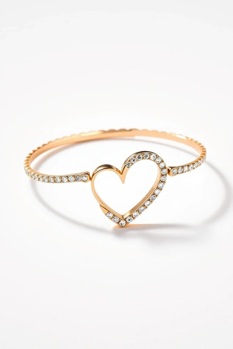 10K Heart Bracelet 7 In.