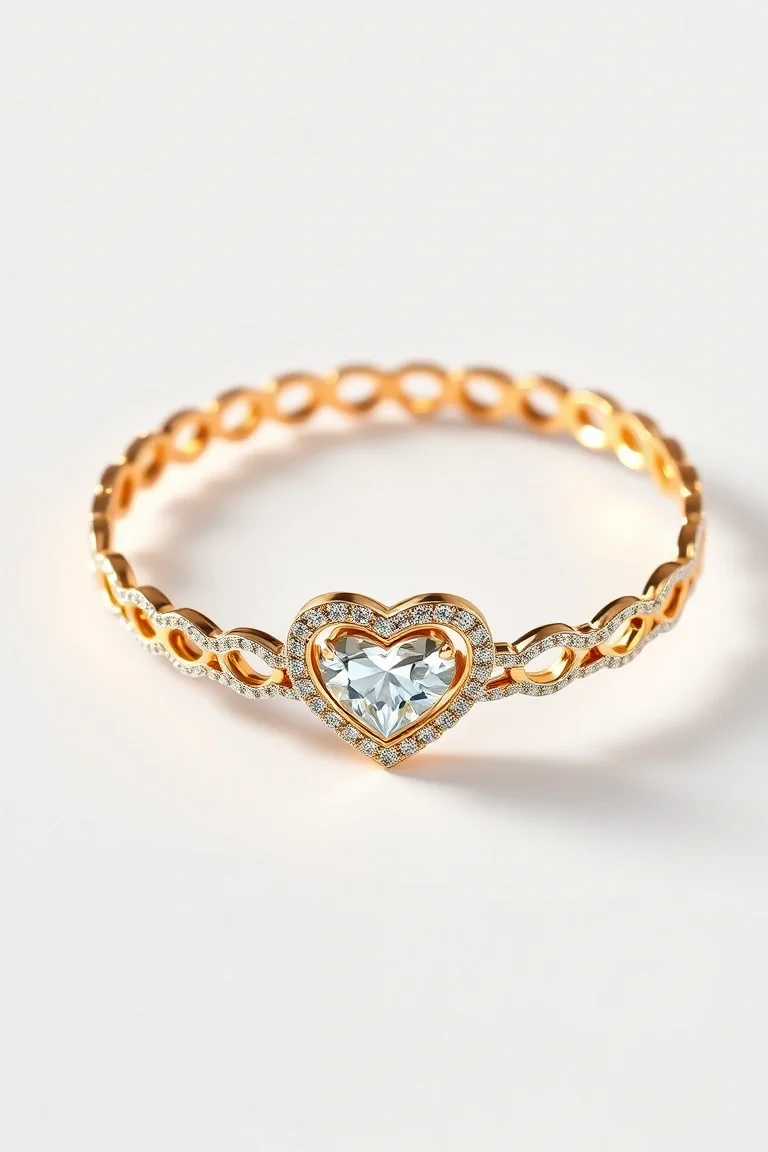 10K Heart Bracelet 7 In.