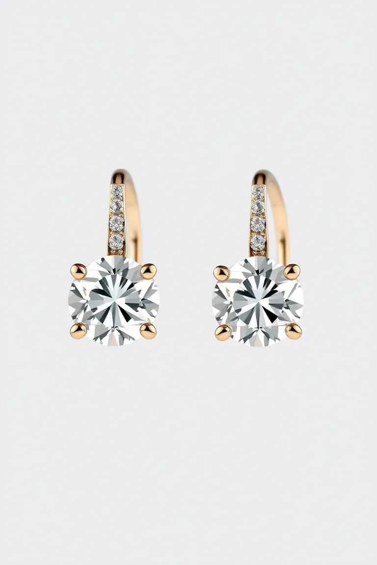 14K 1.00ct Diamond Leverback Earrings AA Quality