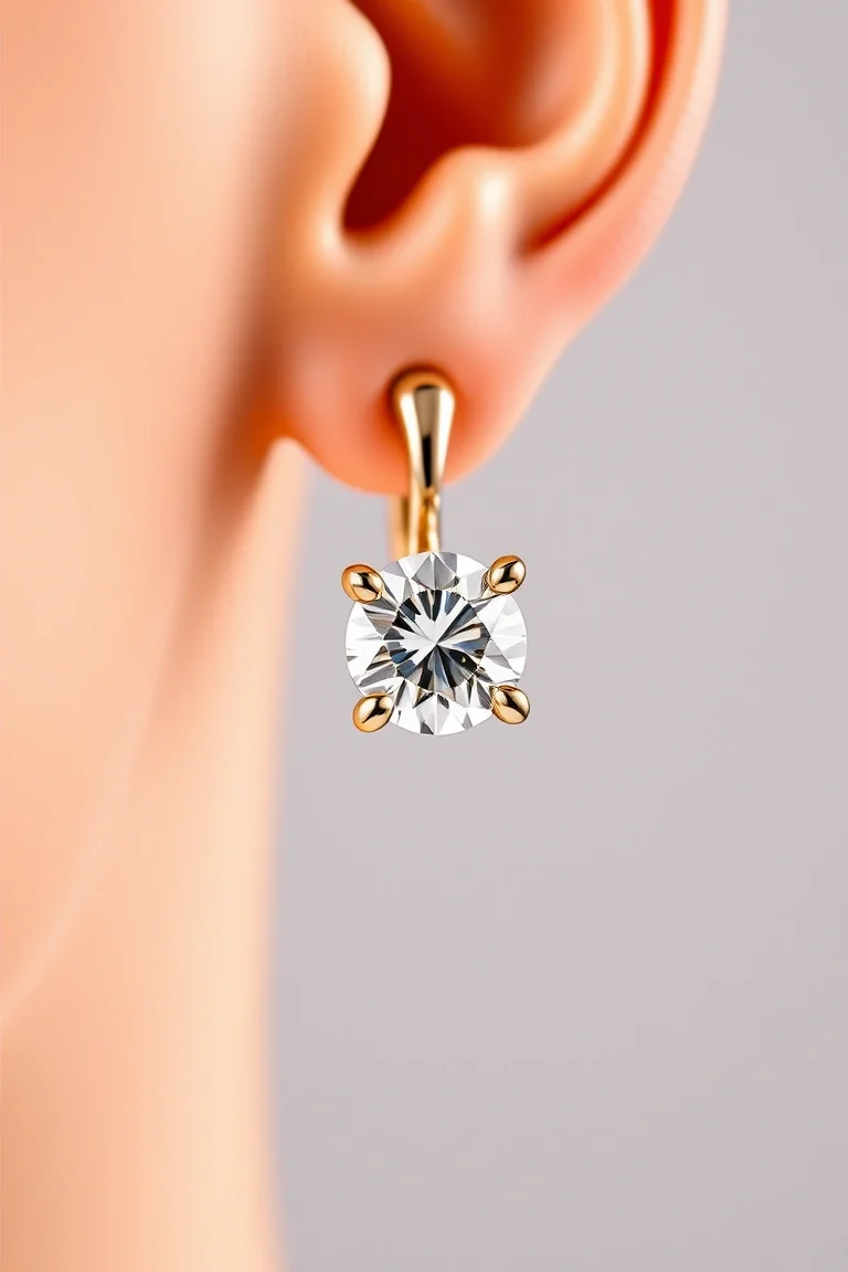 14K .10ct Diamond Lever Back Earring AA Quality