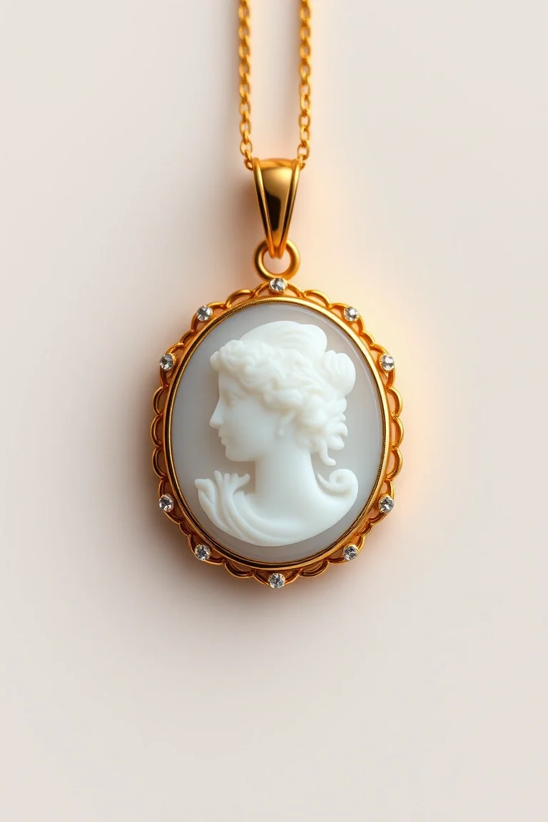 14K 1mm Cameo Pendant