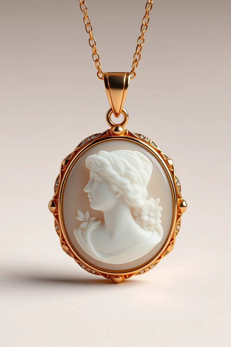 14K 1mm Cameo Pendant