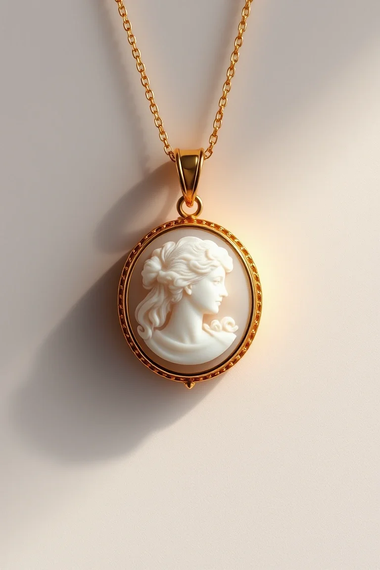 14K 1mm Cameo Pendant