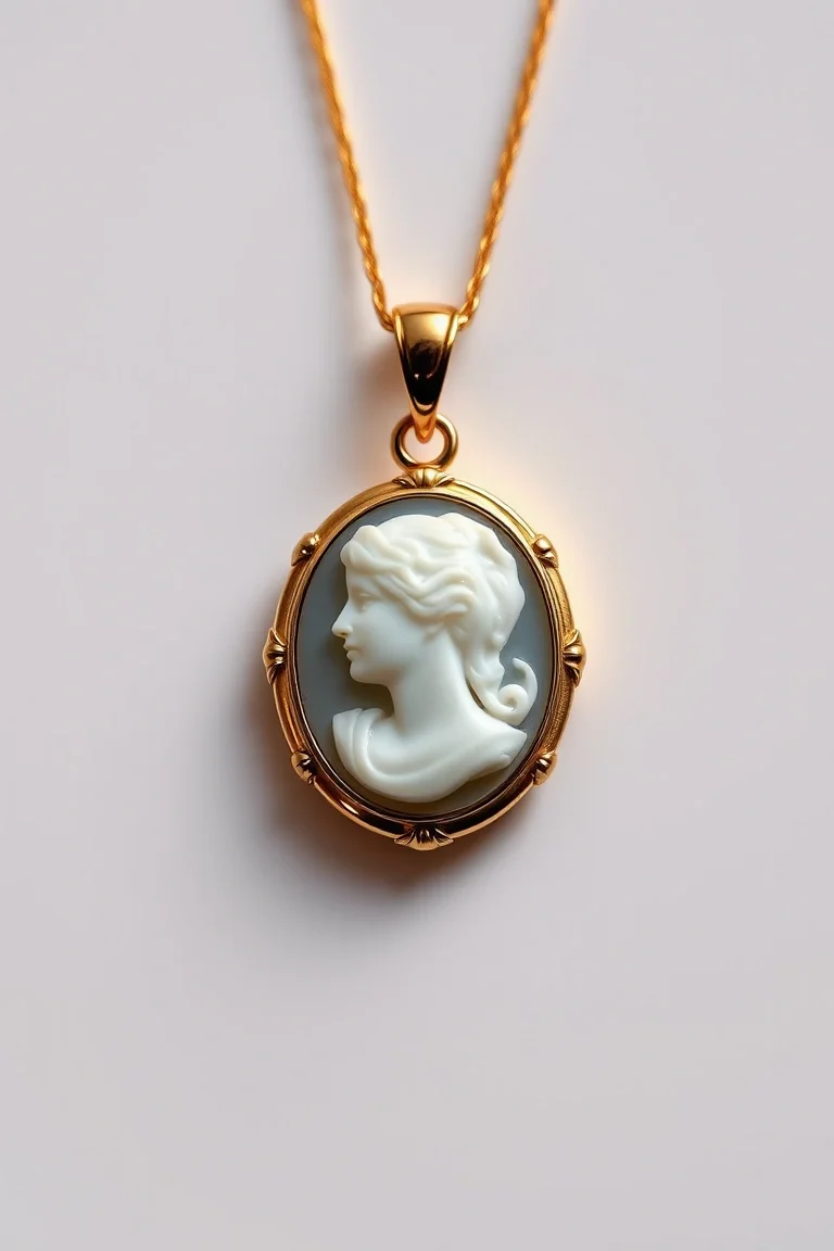 14K 1mm Cameo Pendant