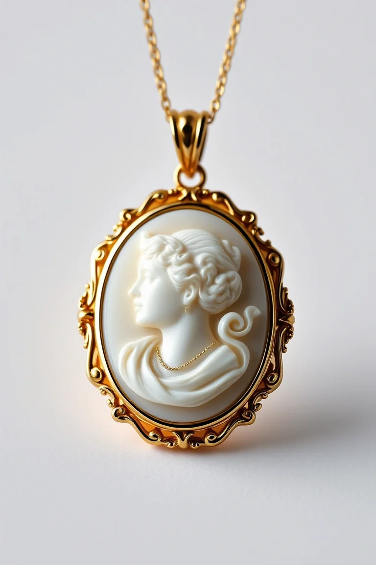 14K 1mm Cameo Pendant