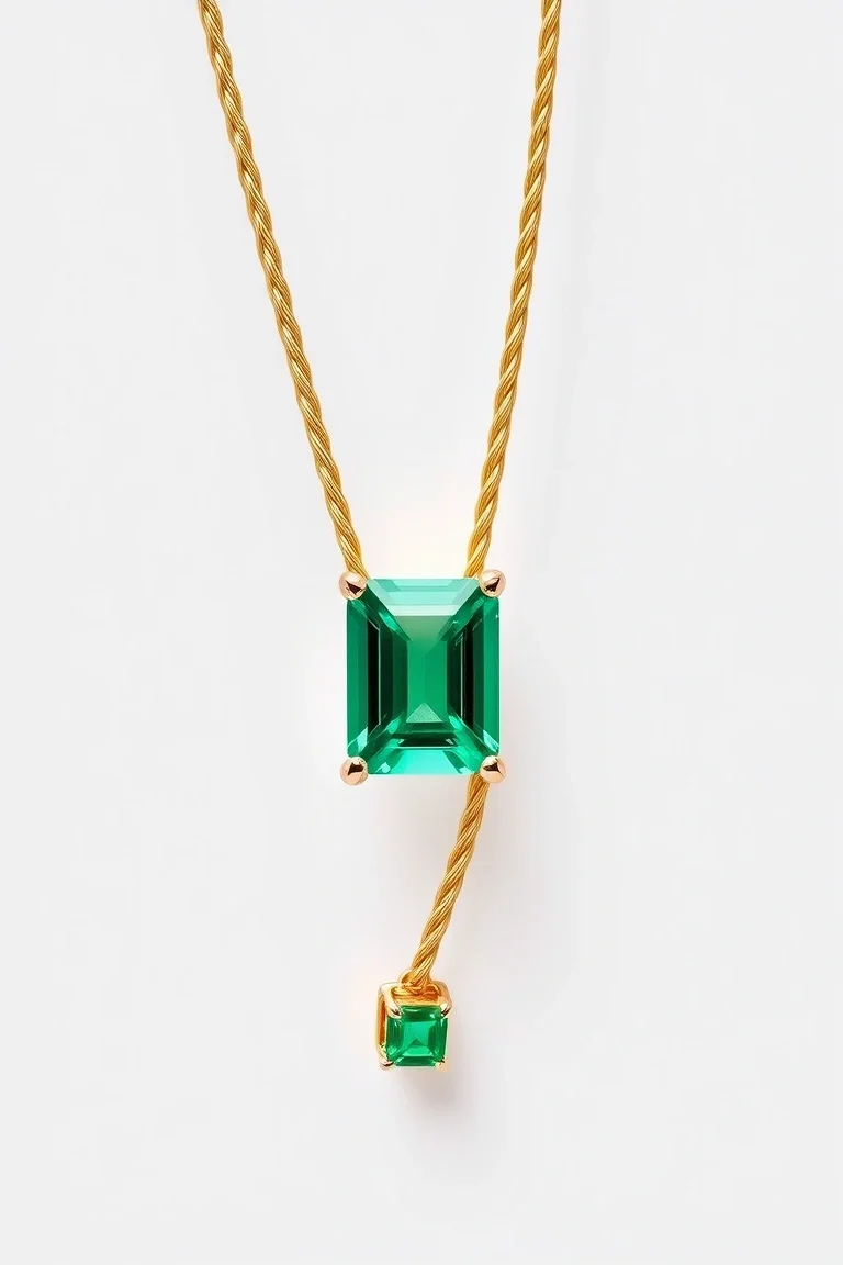 14K 2.75mm Emerald Cut Figaro 7 In.