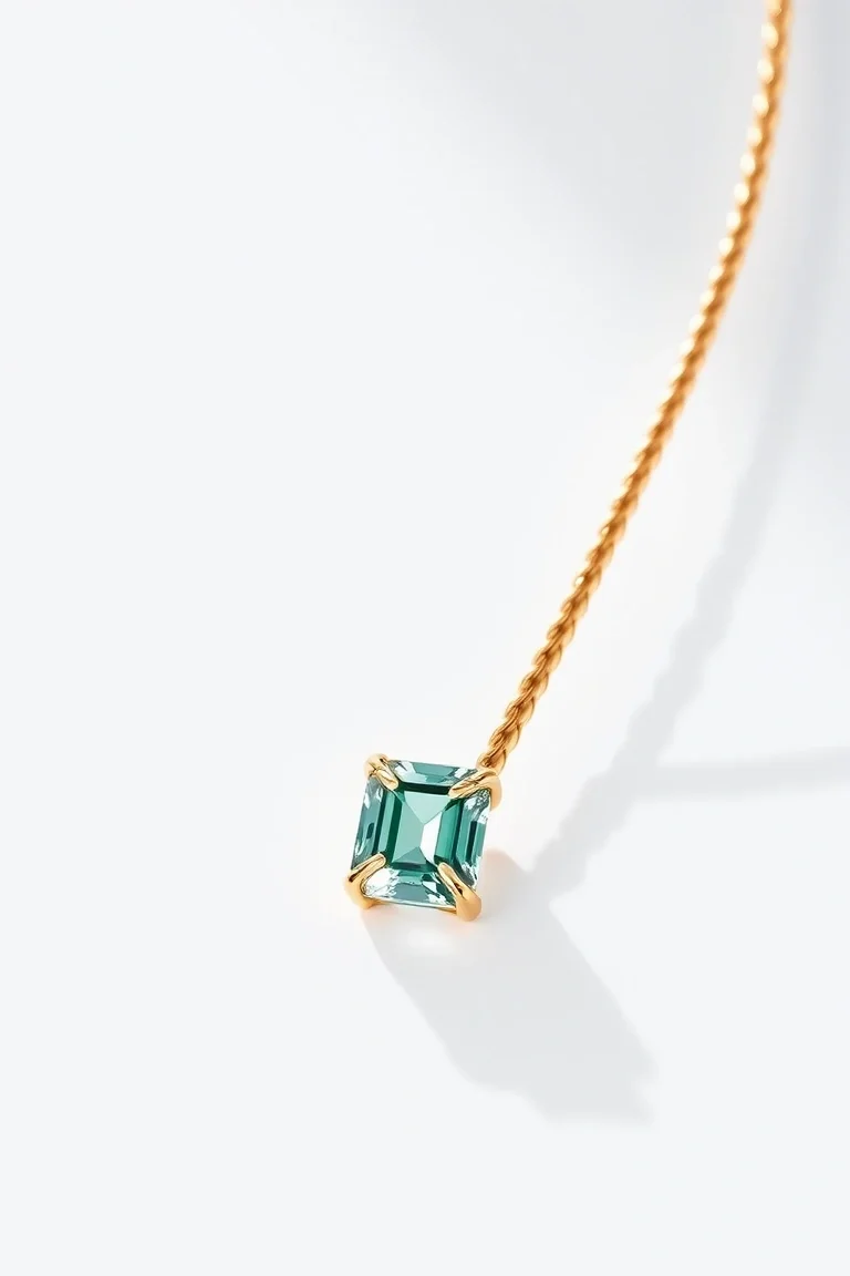 14K 2.75mm Emerald Cut Figaro 8 In.