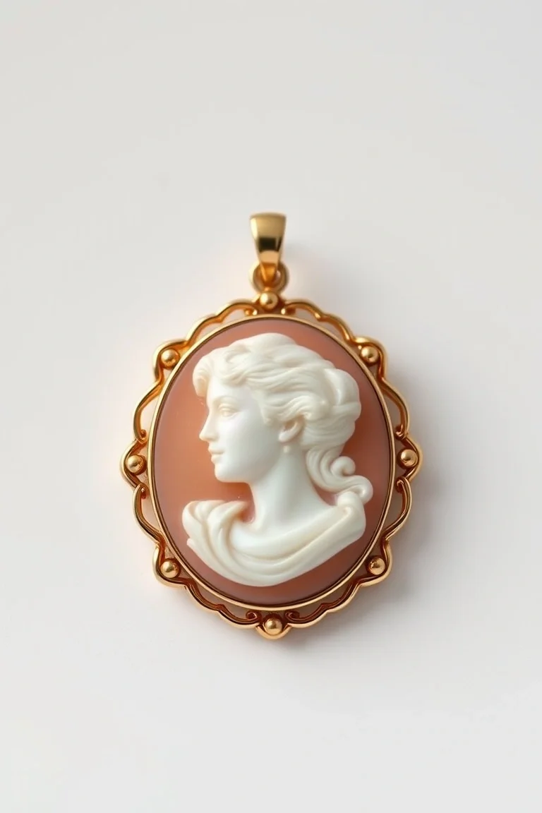 14K 2mm Cameo Pendant