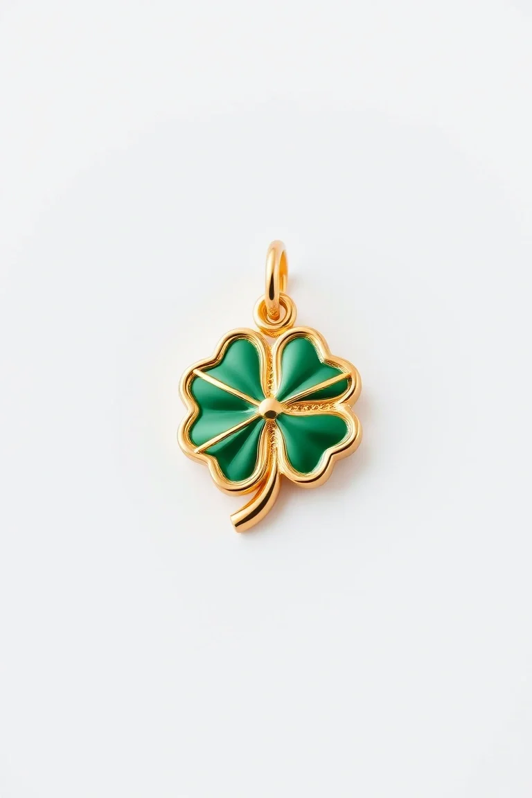 14K 4-Leaf Clover Charm w/Enamel