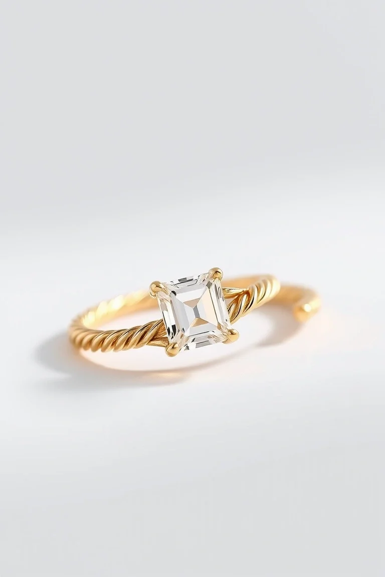 14K 4.25mm Emerald Cut Figaro 7 In.