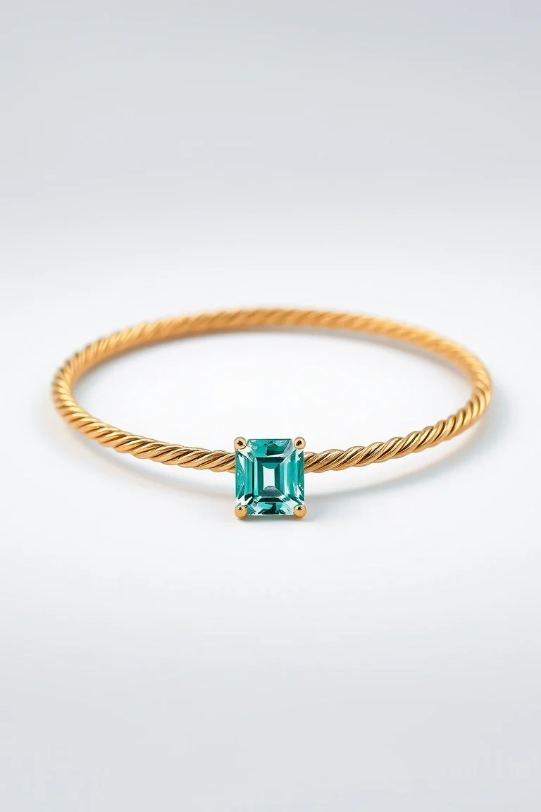 14K 5.75mm Emerald Cut Figaro 7 In.