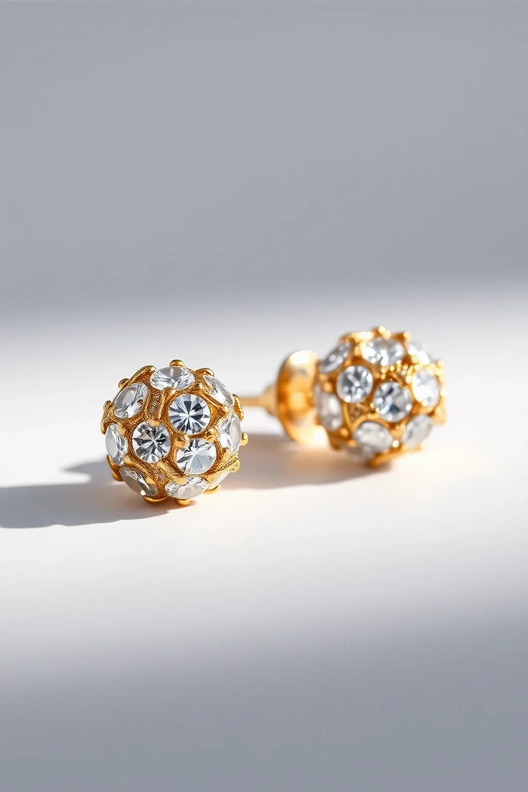 14K 5mm Diamond Cut Ball Earrings