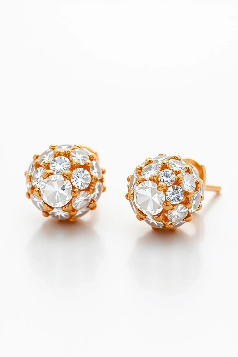 14K 7mm Diamond Cut Ball Earrings