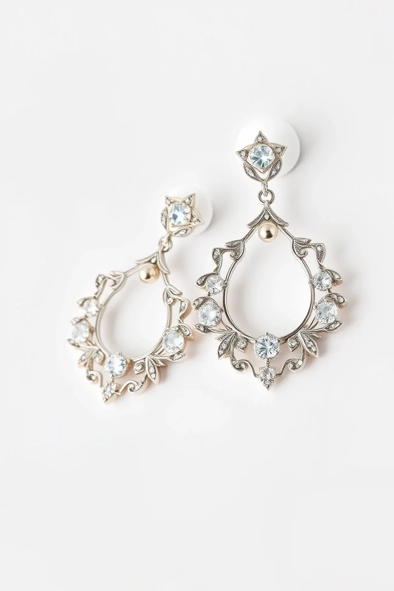 14K And Sterling Silver Fancy Earrings