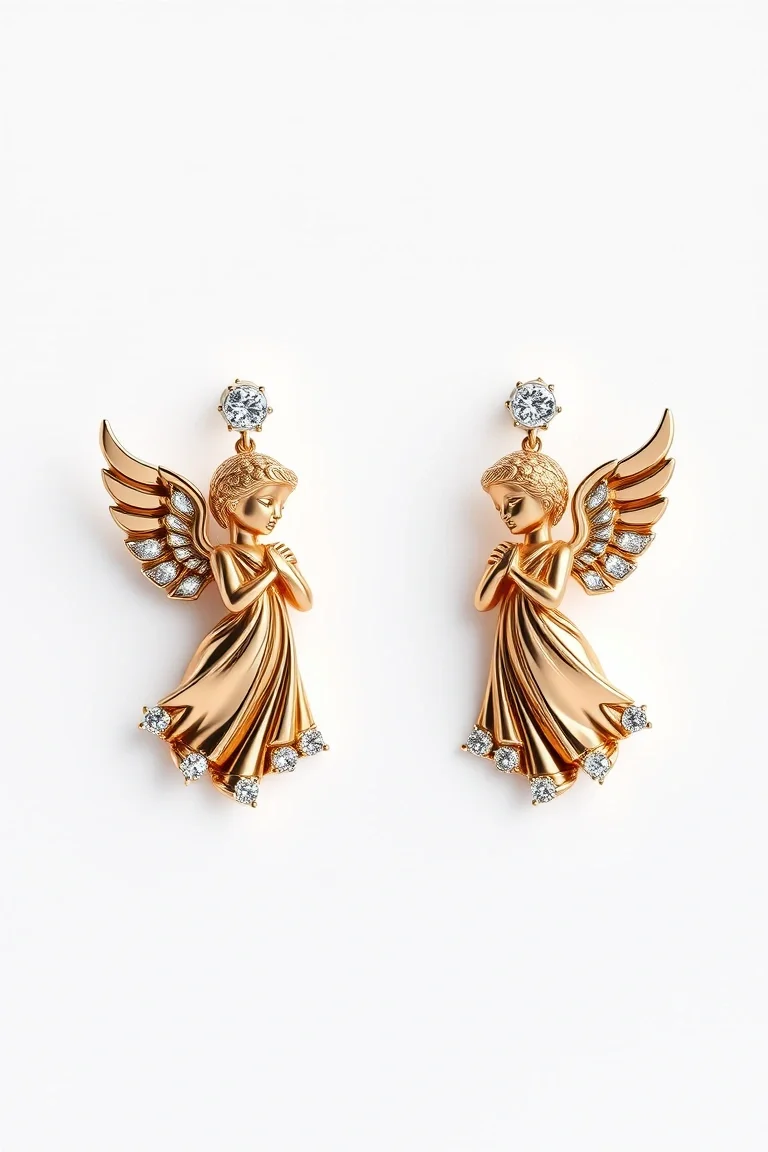 14K Angel Earrings