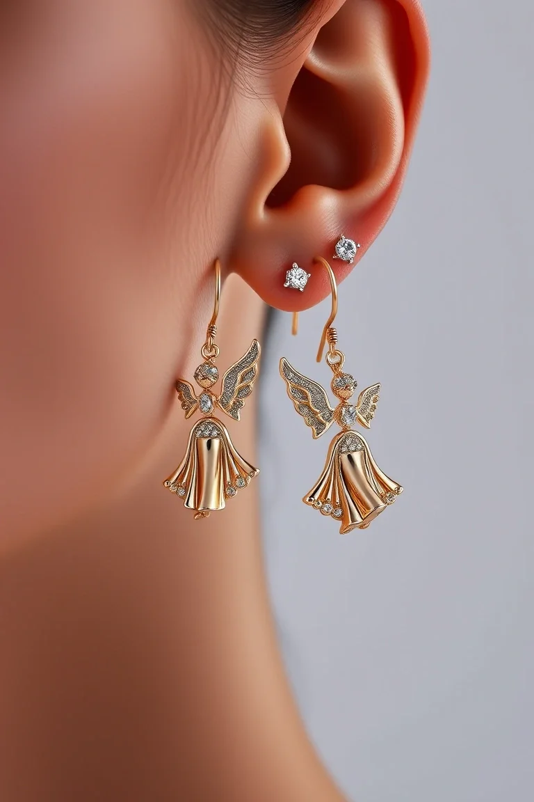 14K Angel Earrings