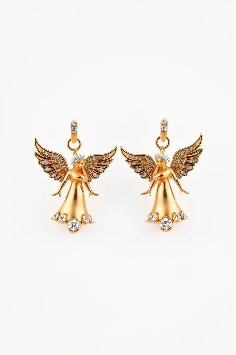 14K Angel Earrings