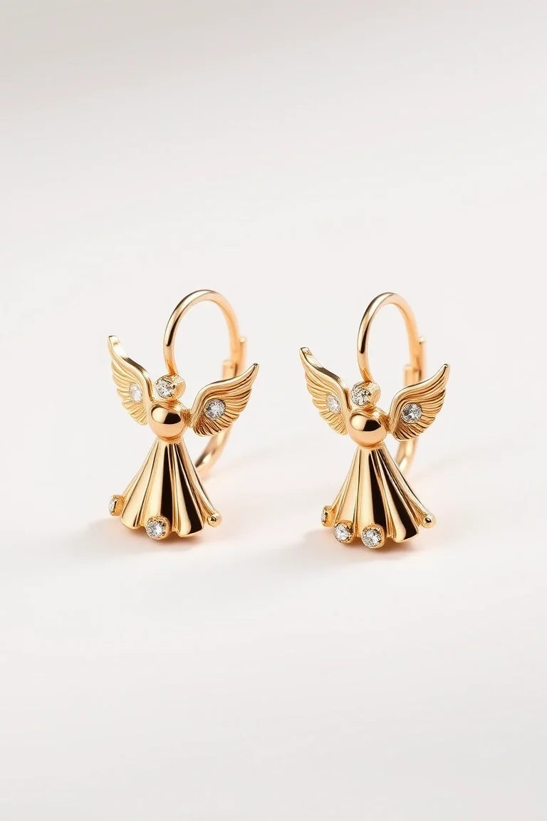 14K Angel Lever Back Earrings