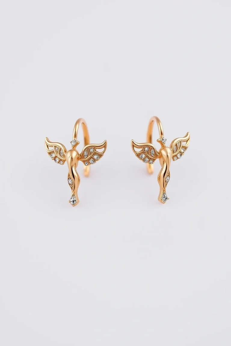 14K Angel Lever Back Earrings