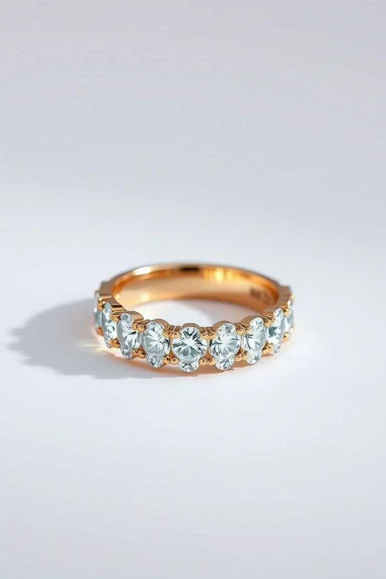 14K ANNIVERSARY EMERALD DIAMOND BAND