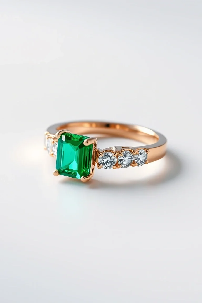 14K ANNIVERSARY EMERALD DIAMOND BAND