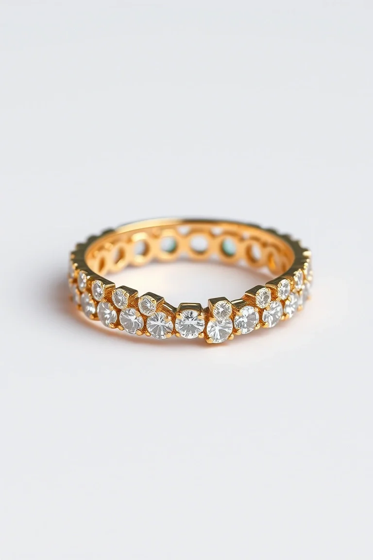 14K ANNIVERSARY EMERALD DIAMOND BAND