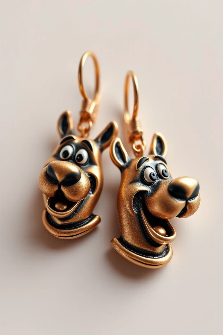 14K Antiqued Scooby Doo Earrings