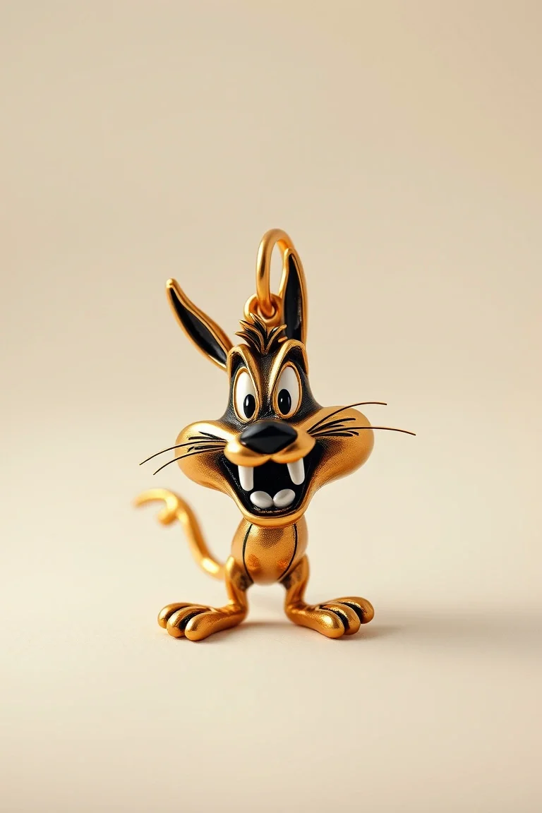 14K Antiqued Taz Charm