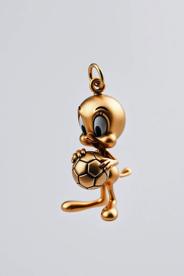 14K Antiqued Tweety Bird w/Soccer Ball Charm