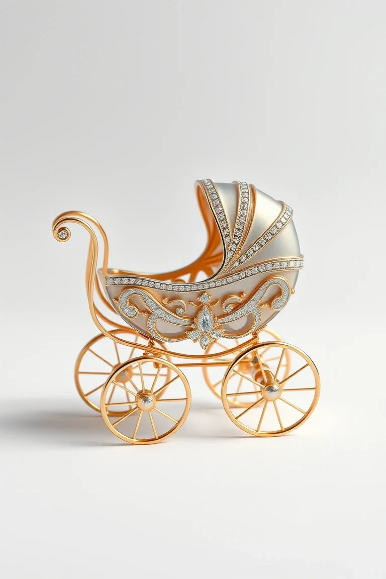 14K Baby Carriage Moveable