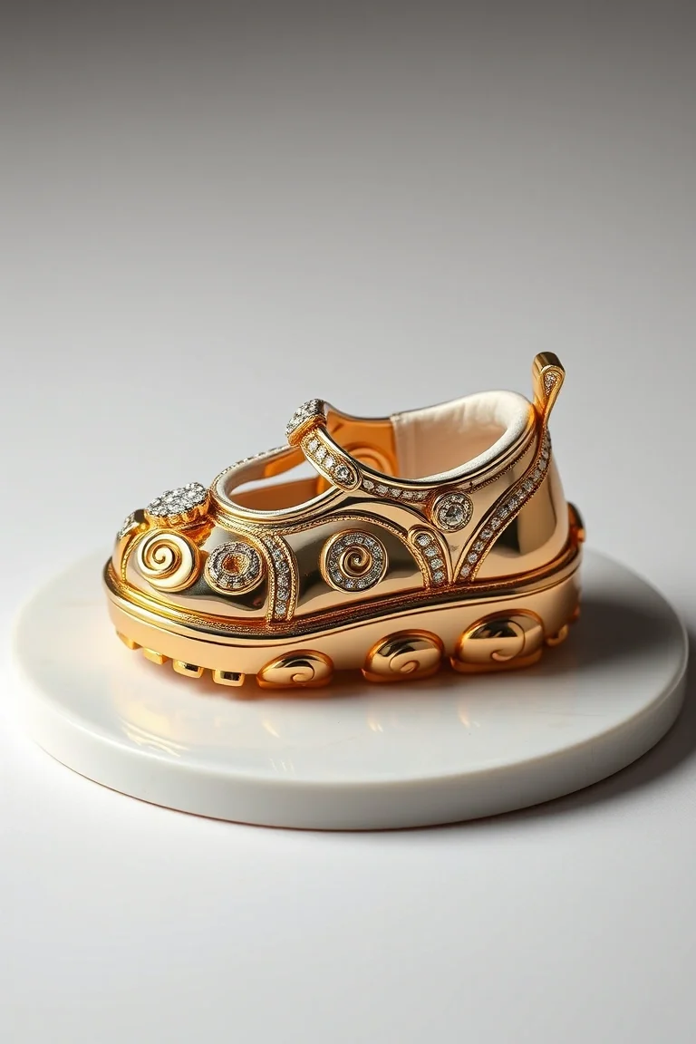 14K Baby Shoe On A Disc