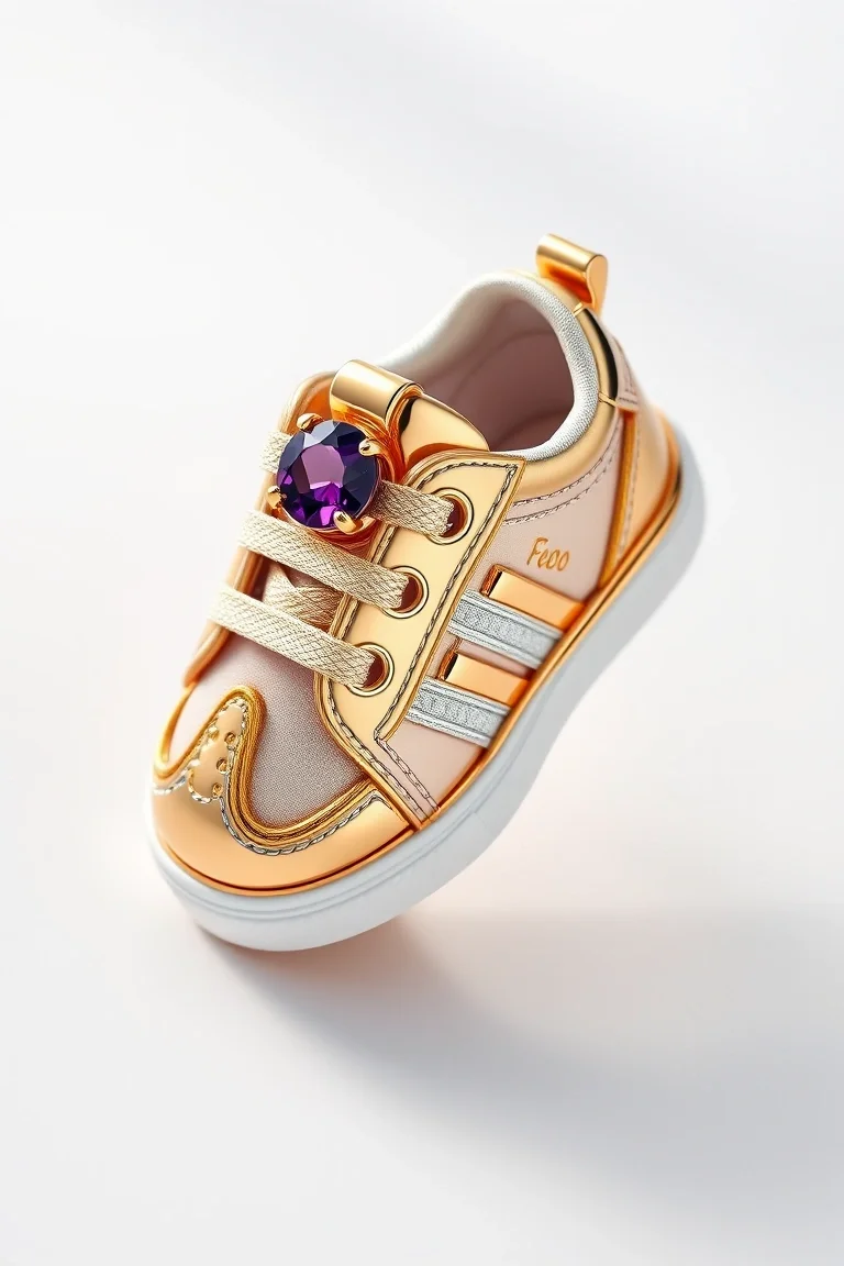 14K Baby Sneaker With Amethyst