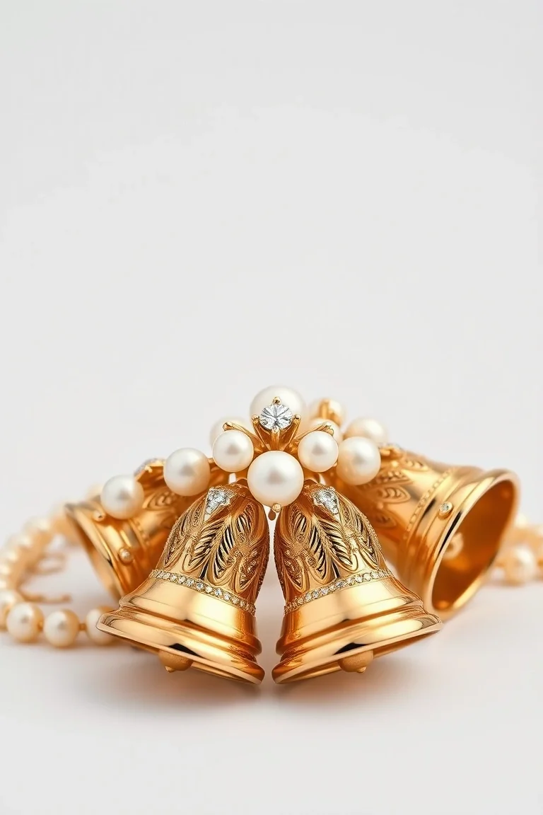 14k Bells With Pearls In Date To D Quality