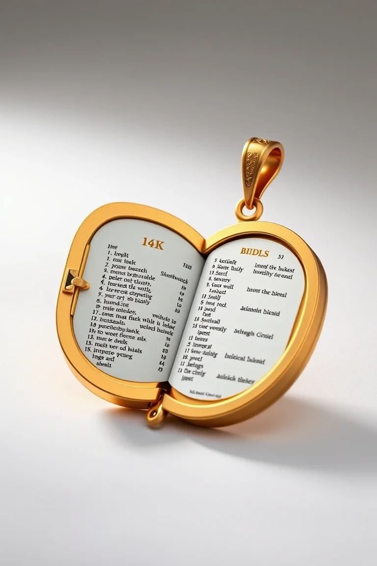 14K Bible Locket-Opens & Lists The Books Of The Bible