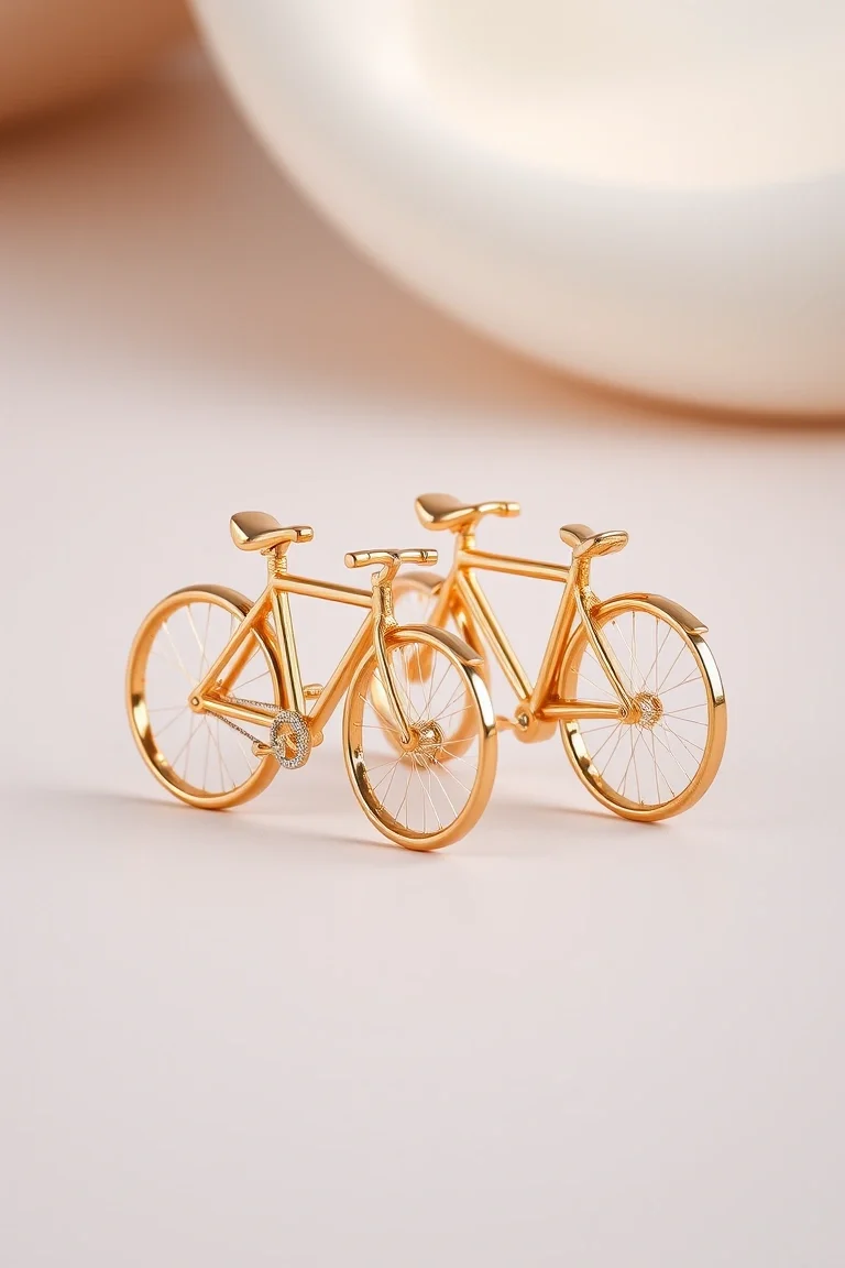 14K Bicycle Earrings