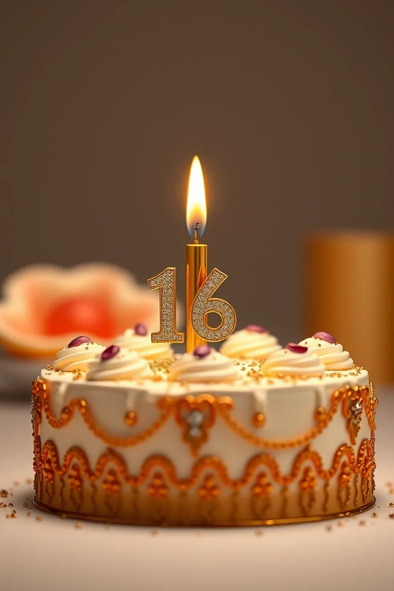 14K Birthday Cake candle Inside