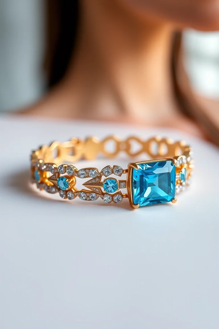14K BLUE TOPAZ BRACELET