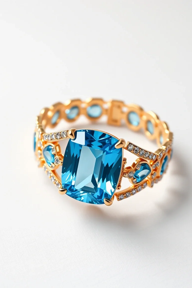 14K BLUE TOPAZ BRACELET