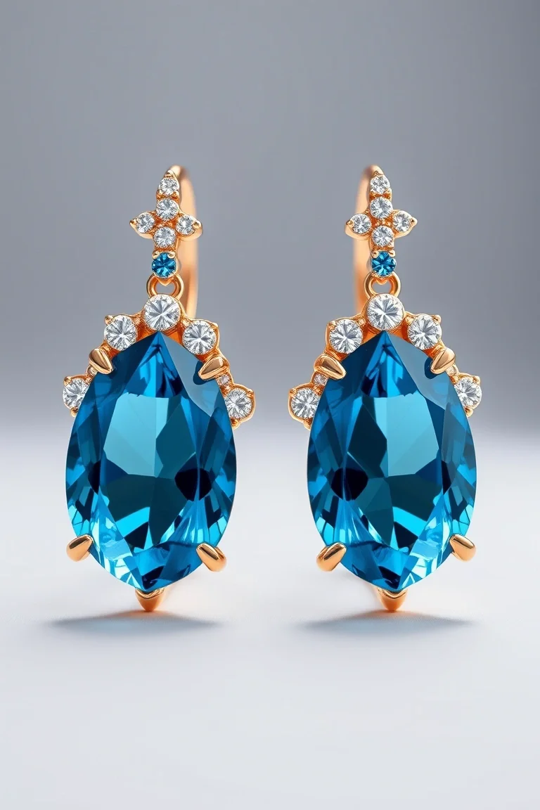14K Blue Topaz Earrings
