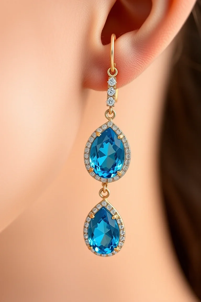 14K BLUE TOPAZ EARRINGS