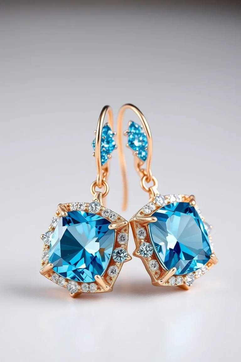 14K Blue Topaz Earrings-December