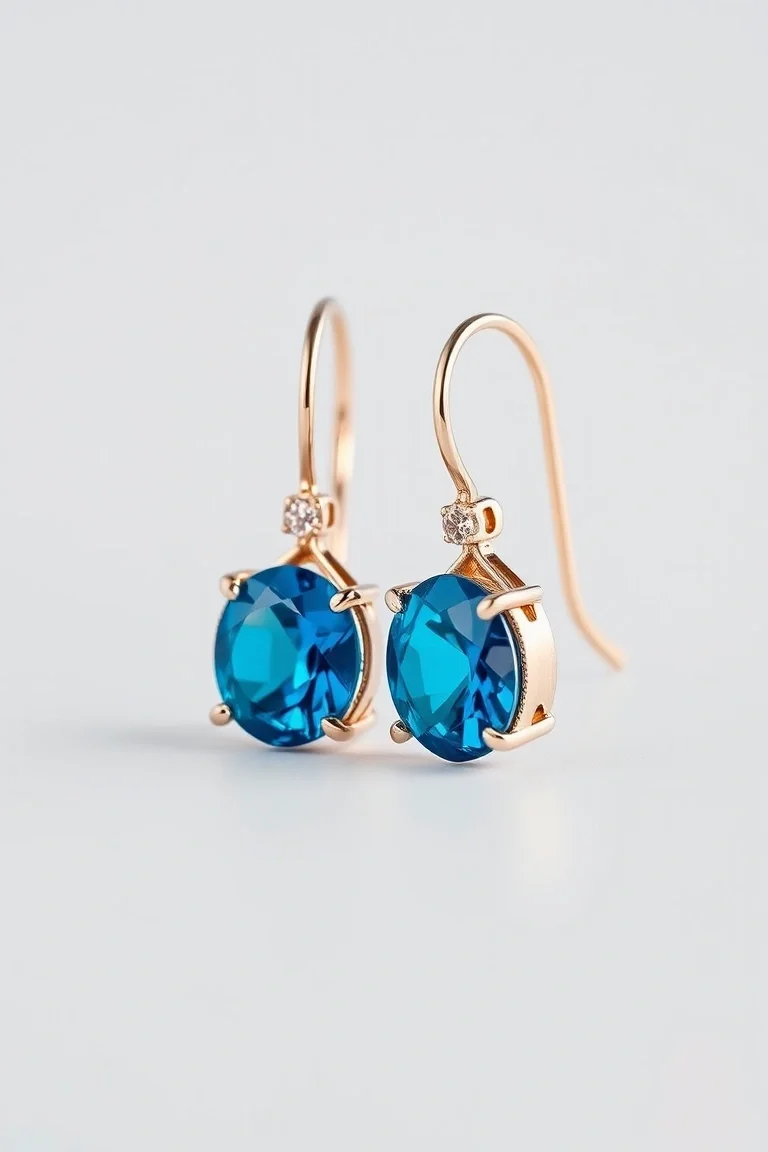 14K Blue Topaz Lever Back Earrings