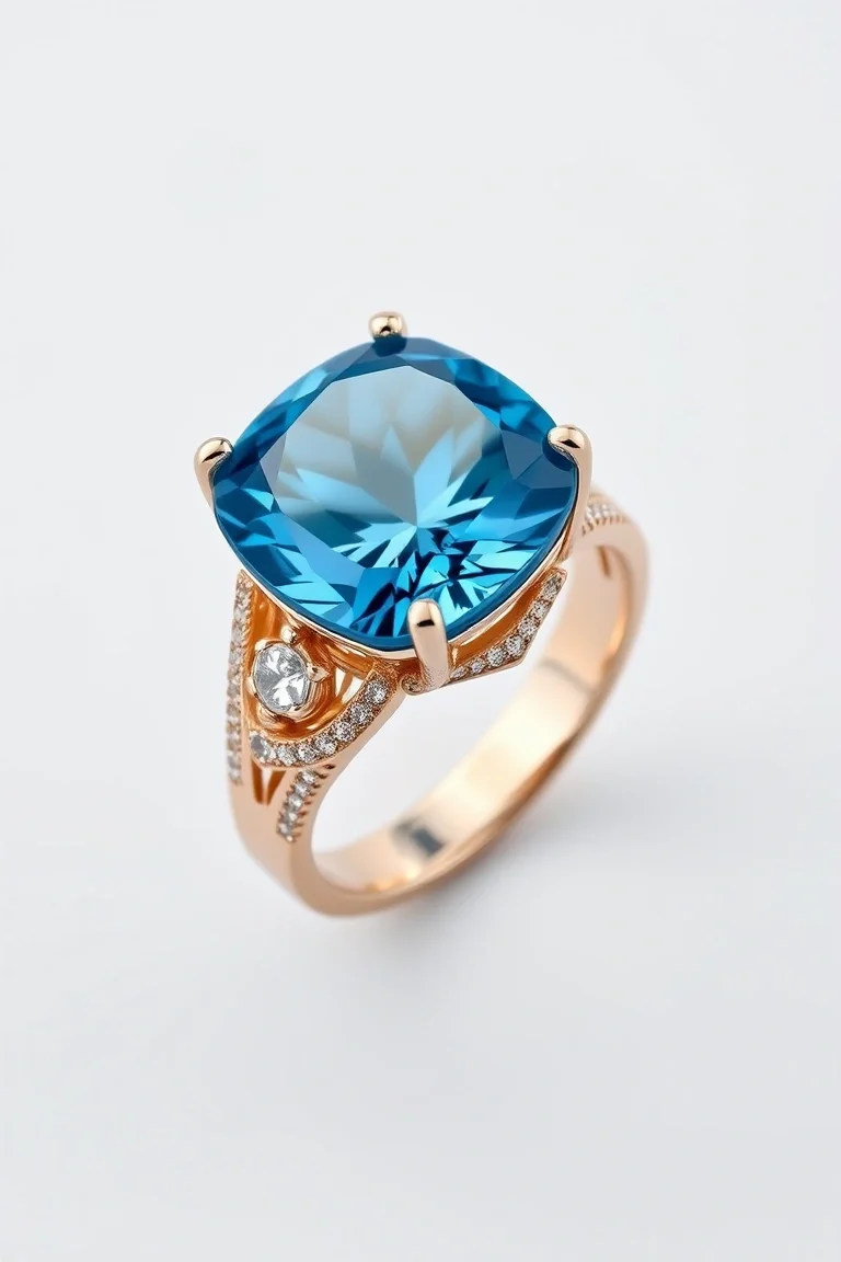 14K Blue Topaz Ring