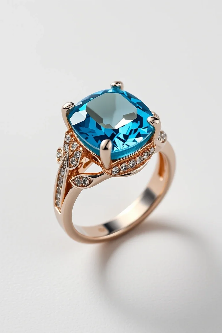 14K Blue Topaz Ring