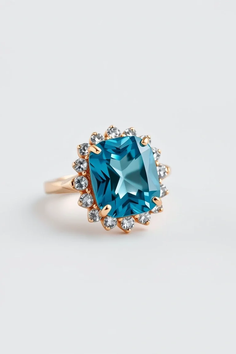 14K Blue Topaz Ring