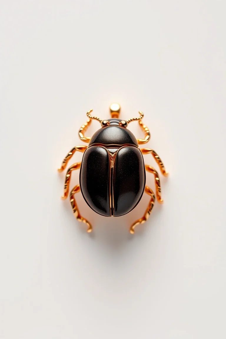 14K Brown Scarab Earring