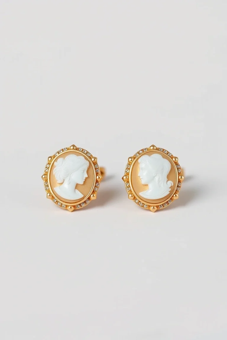 14K Cameo Earrings 10mm