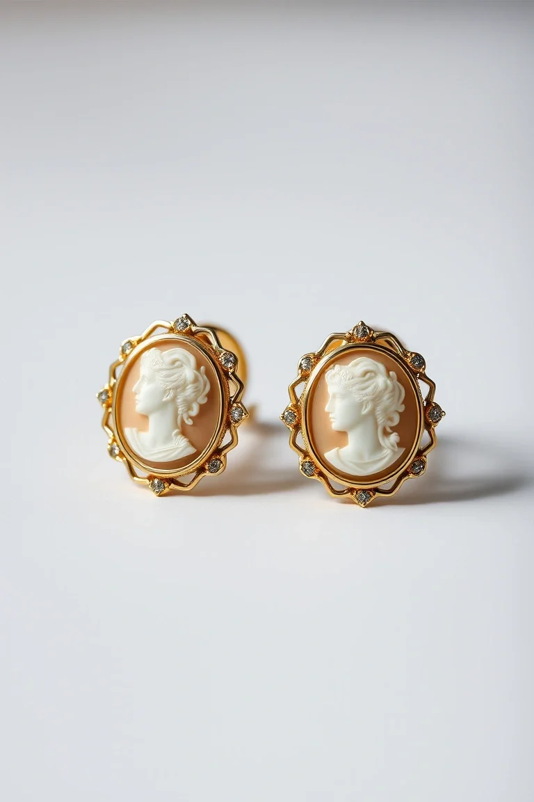 14K Cameo Earrings 9mm